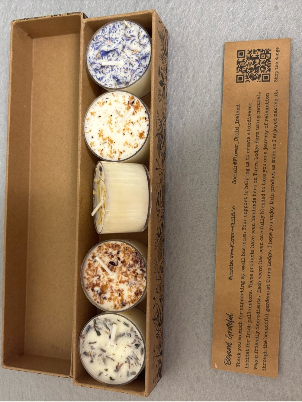 Flower Child 5 Ct Soy Tealights Handmade In United with Organic Essential Oils!